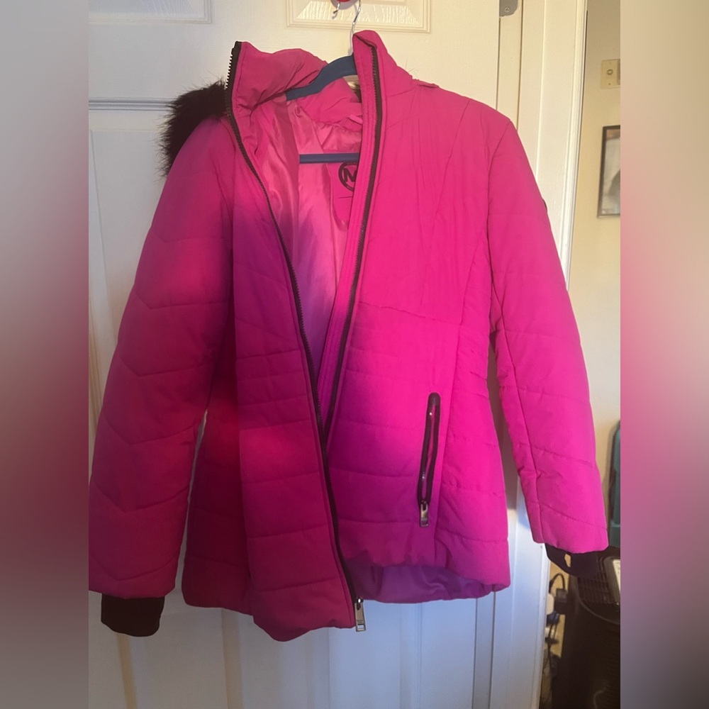 Pink puffer winter coat